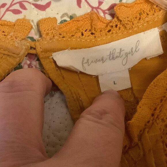 anthropology MUSTARD YELLOW FLATTER SLEEVE EYELET EMBROIDERED COTTON - Picture 3 of 15